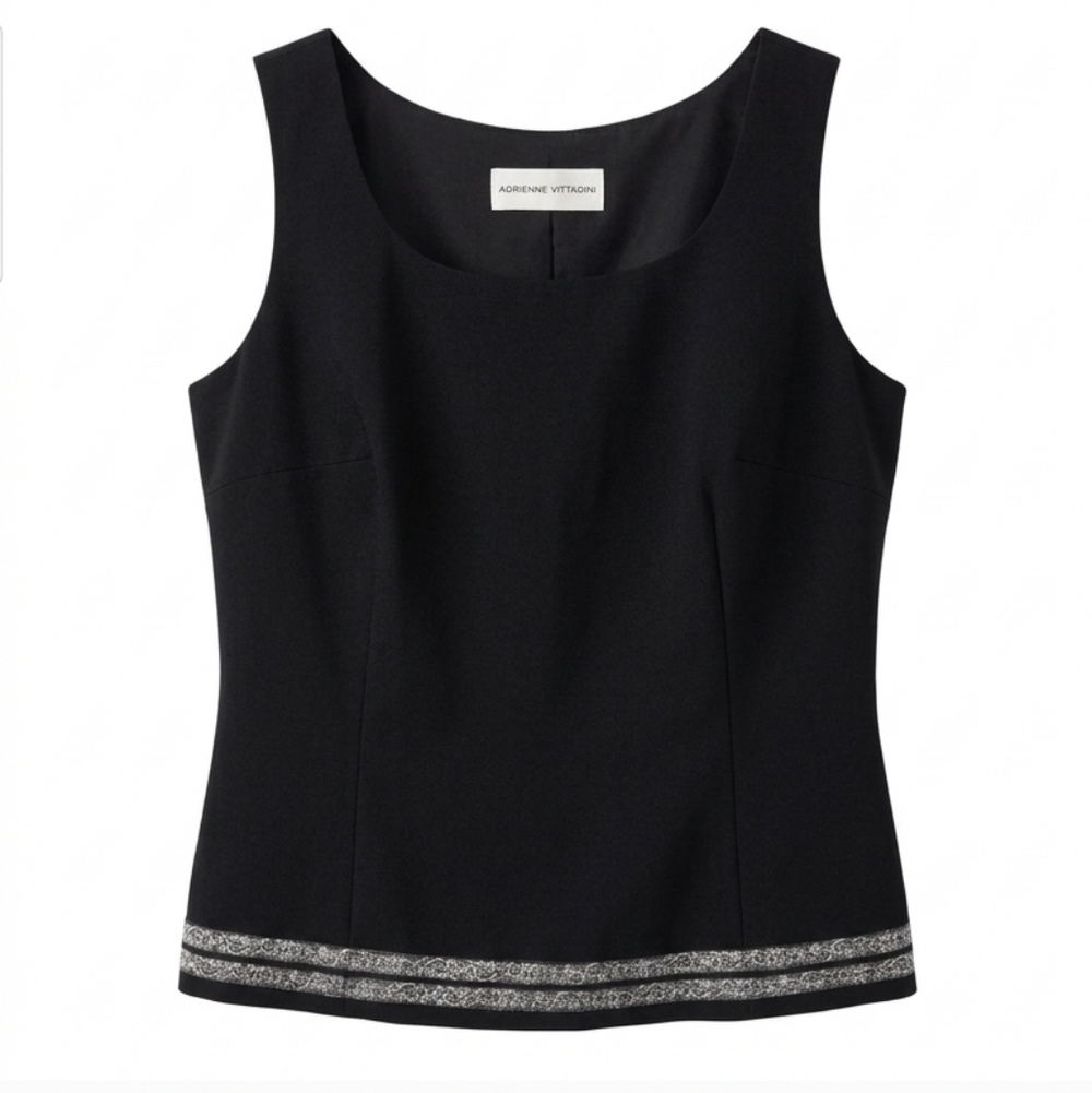 Braemar Sleeveless Black Embellished Hem Camisole